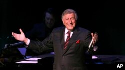 FILE - Tony Bennett performs at Atlanta Symphony Hall, Feb. 21, 2017, in Atlanta, Georgia. 