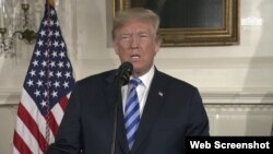 سخرانی دونالد ترامپ رئیس جمهوری ایالات متحده در کاخ سفید درباره توافق هسته ای ۲۰۱۵ با ایران