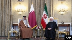 ایران کے صدر حسن روحانی سے تہران میں امیرِ قطر شیخ تمیم بن حماد الثانی کی ملاقات۔ 