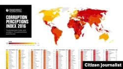 Tranparency International igaragaza uko ruswa iteye kw'isi.