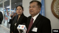 Wapres RI Jusuf Kalla di markas PBB di New York, Selasa (25/9).