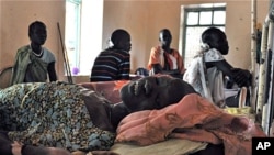 A lady recovering from Kala Azar disease in Old Fangak clinic, South Sudan, April 19, 2012 