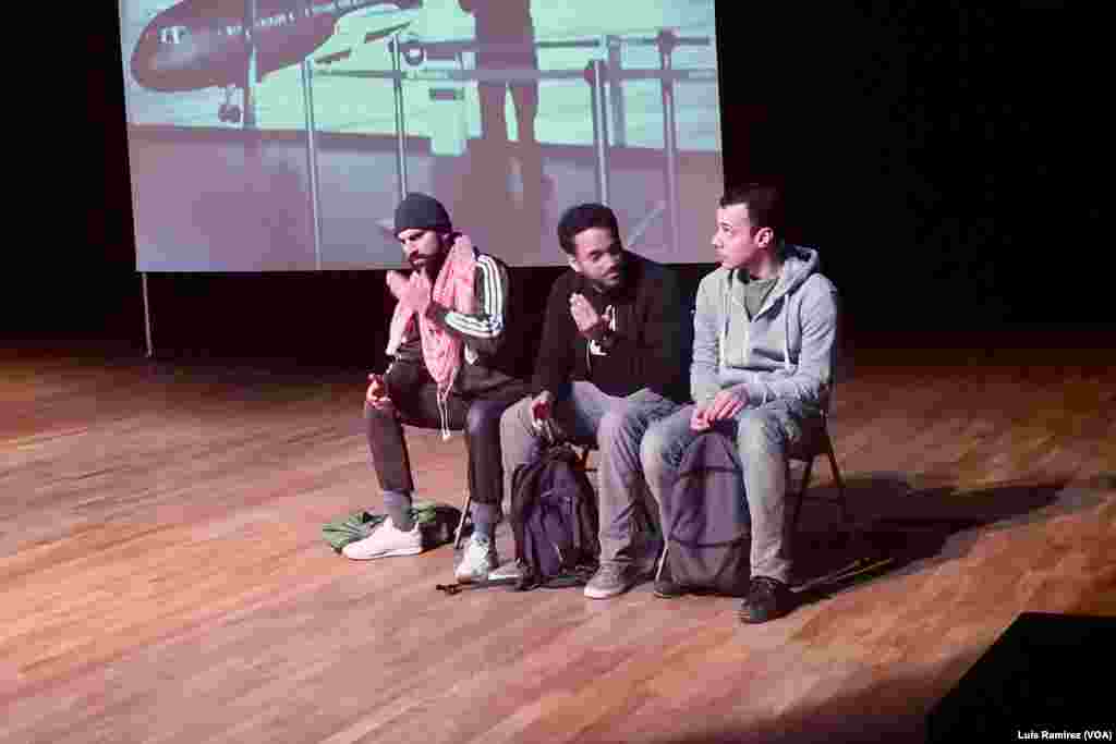 A play called &quot;Jihad,&quot; which tells the story of young Belgian Muslims who are radicalized in Syria, is being performed in France. Adel Djemai, right, says, &quot;The play does not pretend to provide any answers or solutions. But it tries to get the audience to ask the questions about what the essence of what goals these young people have set for themselves and what drives them to do it.&quot;
