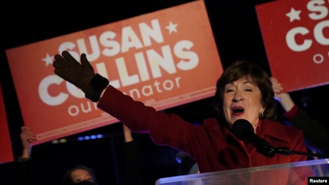 美国缅因州联邦参议员柯林斯Susan Collins成功击退民主党人的挑战（路透社2020年11月4日）