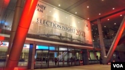 Si ganan los comicios, Mitt Romney y Paul Ryan tienen previsto celebrarlo en el Centro de Convenciones de Boston. [Foto: Alberto Pimienta, Voz de América].
