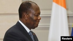 Le président ivoirien Alassane Ouattara à l'Élysée, France, le 11 juin 2017.