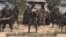 A screengrab taken on July 13, 2014 from a video released by the Nigerian Islamist extremist group Boko Haram and obtained by AFP shows the leader of the Nigerian Islamist extremist group Boko Haram, Abubakar Shekau (C). 
