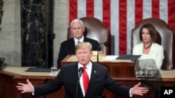 El presidente Donald Trump durante su discurso del "Estado de la Unión" el 5 de febrero de 2019 (Foto: AP)