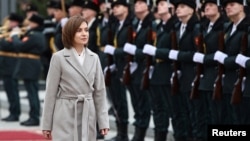 Moldova's President Maia Sandu attends an inauguration ceremony for her second term in office, in Chisinau, Moldova, Dec. 24, 2024.