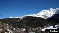 A general view shows the French Alpine resort of Les Contamines-Montjoie, where five British nationals have been diagnosed with the coronavirus, after staying in the same chalet with a person who had been in Singapore, Feb. 8, 2020. 