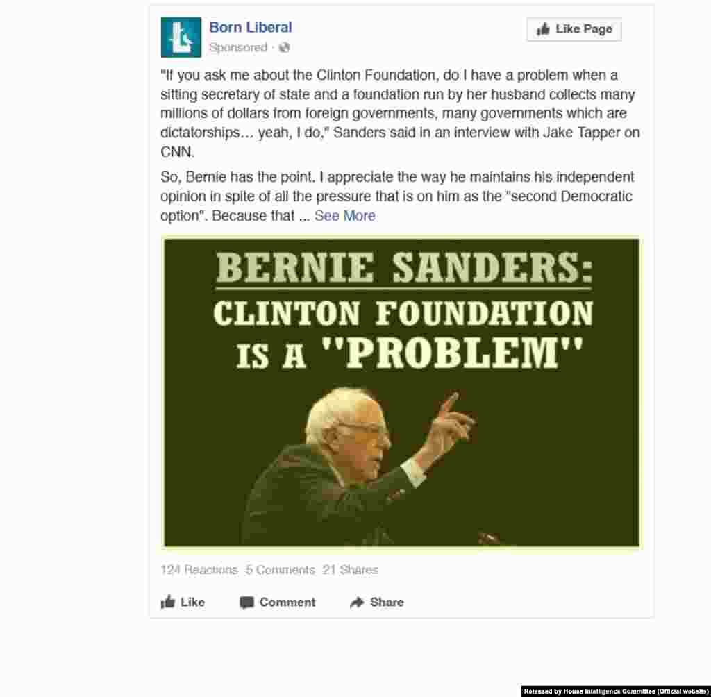 Facebook reklamı. 8 iyun, 2016; Hədəflənən yaş: 18-65+; Hədəflənən məkan: ABŞ