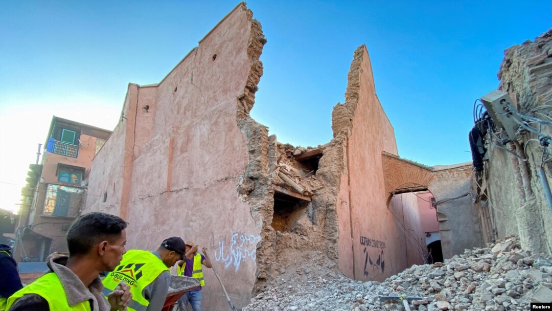 Damage in the historic city of Marrakech, following a powerful earthquake