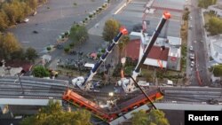 Vista aérea del accidente del metro de la Ciudad e México ocurrido el 4 de mayo de 2021.