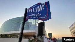 Supporters of U.S. President Donald Trump camp outside the BOK Center, the venue for his upcoming rally, in Tulsa, Oklahoma, June 17, 2020. 