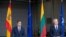 Lithuania's President Gitanas Nauseda, right, and Spain's Prime Minister Pedro Sanchez answers questions during a meeting with the press at Siauliai air force base, some 220 kms east of the capital Vilnius, Lithuania, July 8, 2021.