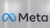 FILE - The logo of Meta is seen at the entrance of the company's temporary stand ahead of the World Economic Forum in Davos, Switzerland, Jan. 18, 2025.