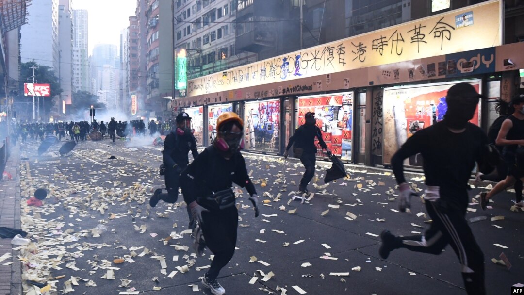 10月1日香港灣仔示威群眾。