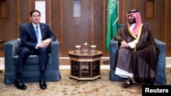 Saudi Crown Prince and Prime Minister Mohammed bin Salman meets with U.S. Secretary of State Marco Rubio, in Jeddah