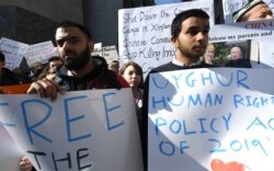 نیویارک میں یغور مسلمانوں پر چینی حکومت کے مظالم کے خلاف مظاہرہ۔ فروری 2019