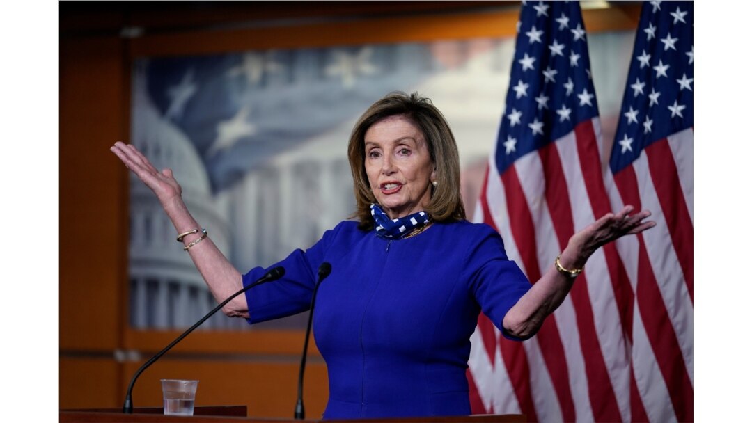Speaker of the House Nancy Pelosi, D-Calif., speaks during a news conference at the Capitol in Washington, Aug. 27, 2020.