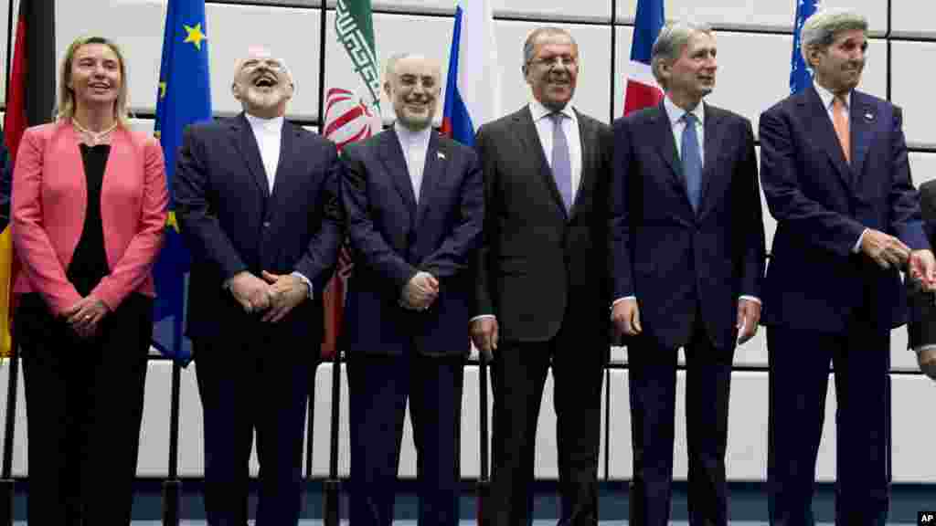 Iran nuclear agreement negotiating partners pose for a group picture at the United Nations building in Vienna, July 14, 2015.