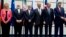 From left to right: European Union High Representative Federica Mogherini, Iranian Foreign Minister Mohammad Javad Zarif, Head of the Iranian Atomic Energy Organization Ali Akbar Salehi, Russian Foreign Minister Sergey Lavrov, British Foreign Secretary Ph