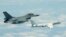 Máy bay F-16 của Đài Loan theo dõi máy bay ném bom H6-K của Trung Quốc trên eo biển Luzon, phía nam Đài Loan.