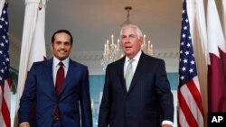 Sekretaris Negara Rex Tillerson berbicara tentang Qatar di Departemen Luar Negeri di Washington, 9 Juni 2017. (AP Photo/Jacquelyn Martin)