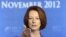 Australian Prime Minister Julia Gillard speaks during a news conference, November 8, 2012. 