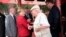 German Chancellor Angela Merkel visits a market in Greifswald, Germany, Aug. 30, 2016.
