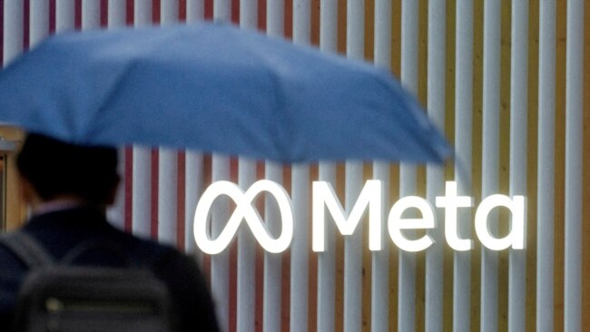 FILE - The logo of Meta is seen in Davos, Switzerland, May 22, 2022.