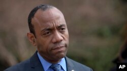 NAACP President Cornell William Brooks speaks outside the Justice Department in Washington, March 3, 2017, following a meeting with Attorney General Jeff Sessions. 