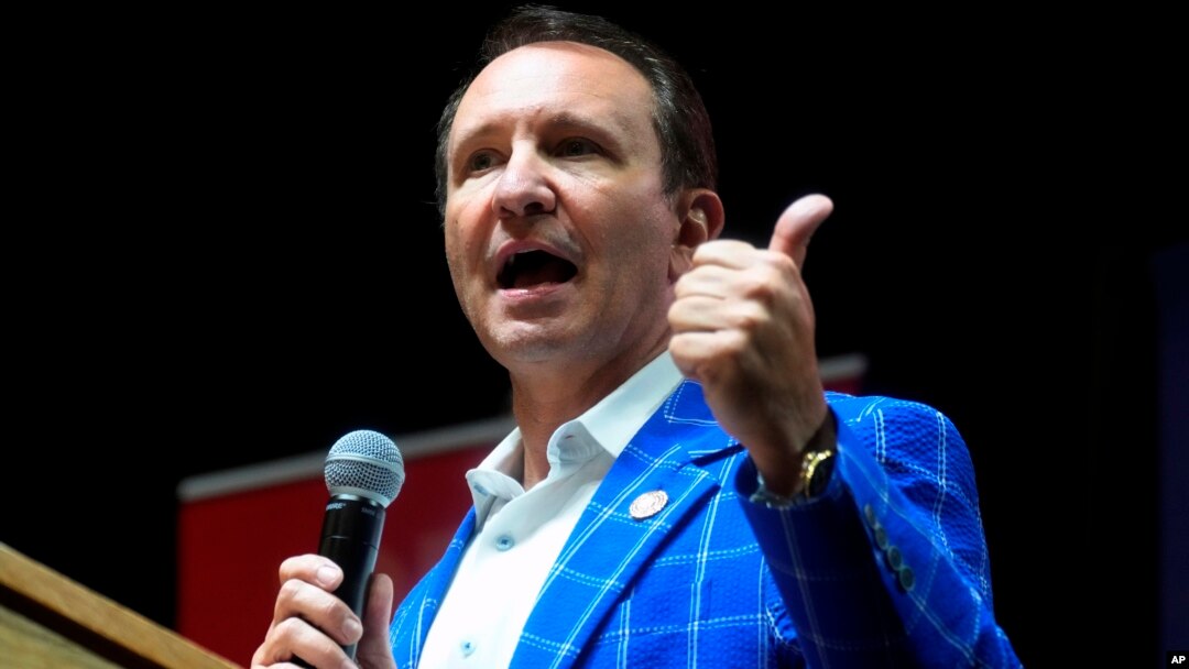 FILE - Jeff Landry speaks in Anderson, South Carolina, on Aug. 22, 2022. Landry, then the Louisiana attorney general, will be inaugurated as governor of Louisiana on Jan. 8, 2024, solidifying conservative control of the state's government.