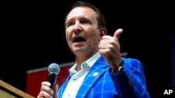 FILE - Jeff Landry speaks in Anderson, South Carolina, on Aug. 22, 2022. Landry, then the Louisiana attorney general, will be inaugurated as governor of Louisiana on Jan. 8, 2024, solidifying conservative control of the state's government.