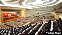 김정은 국방위원회 제1위원장의 인민군 최고사령관 추대 1주년 중앙보고대회. 조선중앙통신 보도. (자료사진)