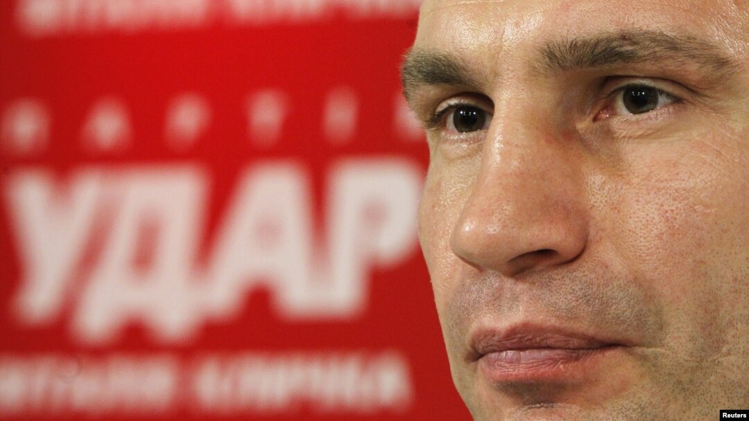 Heavyweight boxing champion and UDAR (Punch) party leader Vitaly Klitschko attends a news conference at his party's election headquarters in Kiev, October 29, 2012. 