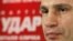 Heavyweight boxing champion and UDAR (Punch) party leader Vitaly Klitschko attends a news conference at his party's election headquarters in Kiev, October 29, 2012. 