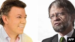 Cựu Bộ trưởng Quốc phòng Juan Manuel Santos (trái) và cựu Thị trưởng Bogota Antanas Mockus (phải)