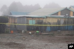 Yellow tapes blocks off a dormitory that was burned during a fire at the Hillside Endarasha Primary in Nyeri, Kenya, Sept. 6, 2024. Police are still investigating the cause of the fatal fire.