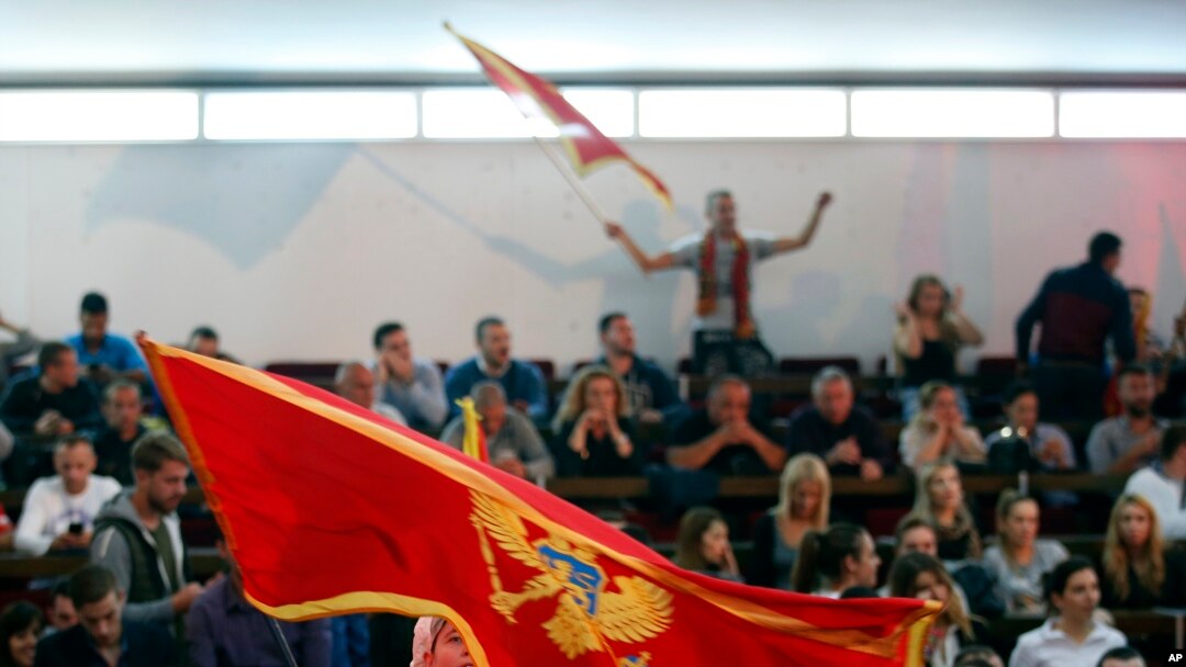 Crnogornska zastava na skupu DPS-a