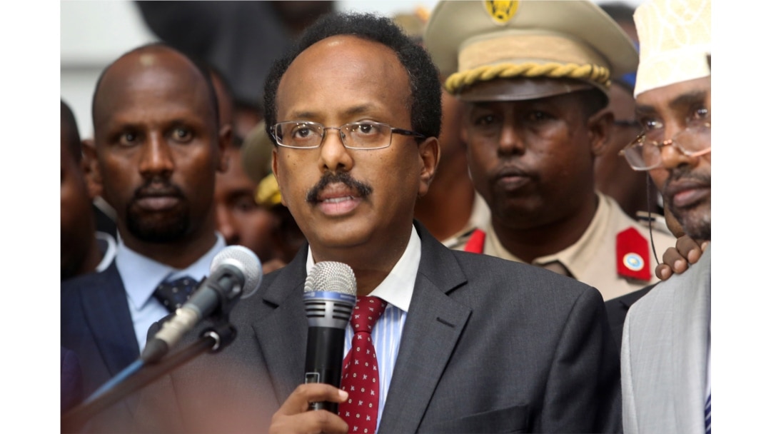 FILE - Somalia's President Mohamed Abdullahi Farmajo addresses lawmakers in the capital Mogadishu, Feb. 8, 2017.