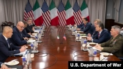 Secretary of War Pete Hegseth hosts a bilateral meeting with Italian Minister of Defense Guido Crosetto, Washington, D.C., June 15, 2026. 