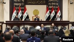 Members of the Iraqi parliament are seen at the parliament in Baghdad, Jan. 5, 2020. (Iraqi parliament media office/via Reuters) 