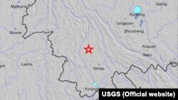 Letak gempa di Propinsi Sichuan, China Barat (Peta: USGS)