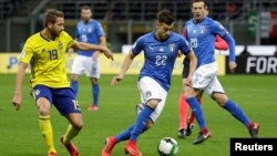 Les Italiens n'ont pas été qualifiés pour le Mondial 2018 en perdant contre les Suédois, à Milan, le 13 novembre 2017.