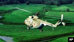 Máy bay trực thăng MI-8, loại giống như chiếc trực thăng bị rơi tại miền đông Siberia làm 19 người thiệt mạng.