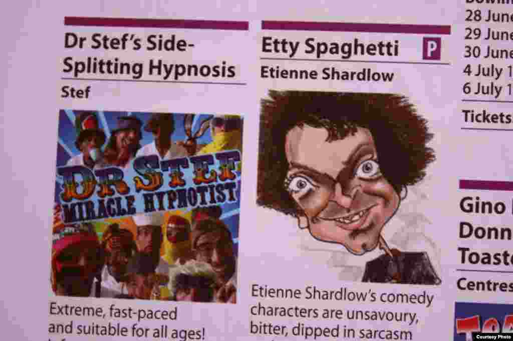 An advertisement for Shardlow’s ‘Etty Spaghetti’ show (Courtesy. E. Shardlow)