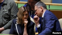 Olena Zelenska at the UN General Assembly.  REUTERS/Brendan McDermid