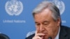 U.N. Secretary-General Antonio Guterres attends a press conference about climate change in New York, March 28, 2019.