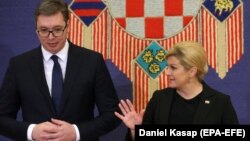 Predsjednik Srbije Aleksandar Vučić i predsjednica Hrvatske Kolinda Grabar Kitarović u Zagrebu, 12. februar 2018.